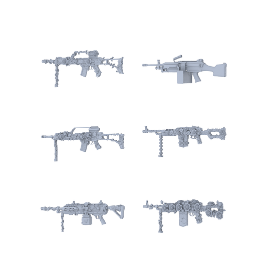 MRY-SFW LYGS178 Blooming Heavy Firearm-Themed Modified LMG Set - 6 Gentle Fantasy Variants (Untextured)