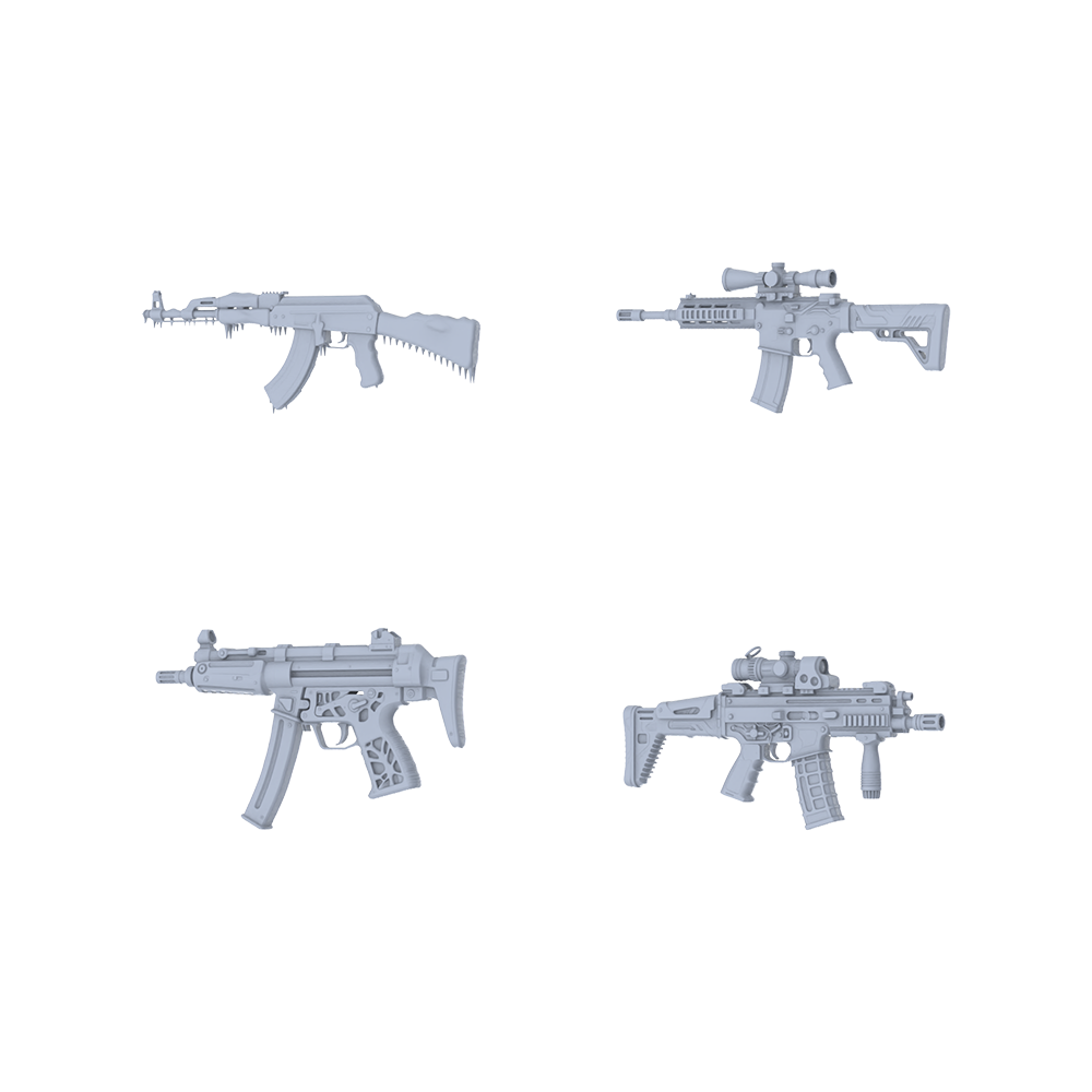 MRY-SFW LYGS109 Nature-Inspired Modified Compact Gun 3D Models - 4 Piece Untextured Set