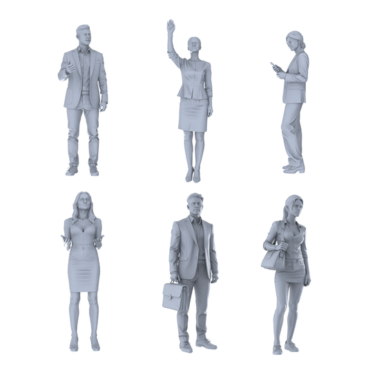 MRY-SFW LYTR696 Modern Figure Office White-collar Business 6 pcs Miniature Car Diorama Figures Scene Props Accessories Resin