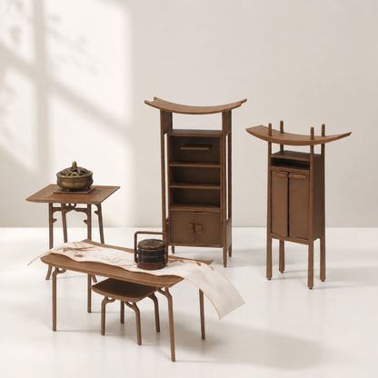 RHF0462 Flying Eaves New Chinese-Style Furniture Miniature models of Chinese-style furniture, new Chinese-style mini furniture, ancient-style dollhouse furniture scenes