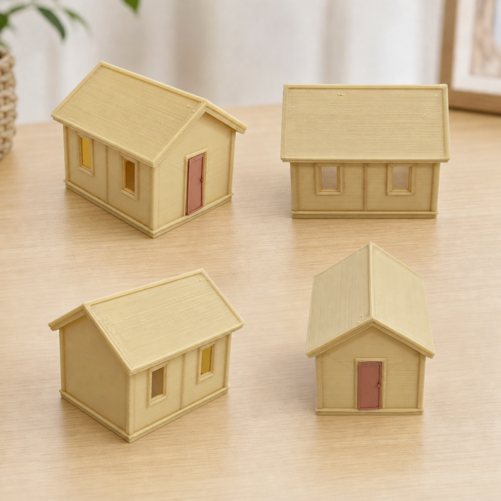 RHF0420 Farm-style workshop with door Desktop Ornament Sand Table Architecture Architectural Model Miniature House Small-scale Landscaping