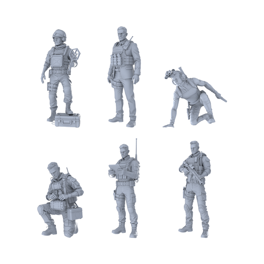 MRY-SFW LYTR405 Special Forces Elite Hexad 6-Figure Set,  Modern Tactical Team, DIY Paintingation Miniature Car Diorama Figures Scene Props Accessories Resin