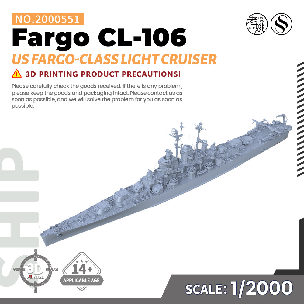 SSMODEL 551 Military Warship Model Kit US Navy Fargo class Light Cruiser CL-106