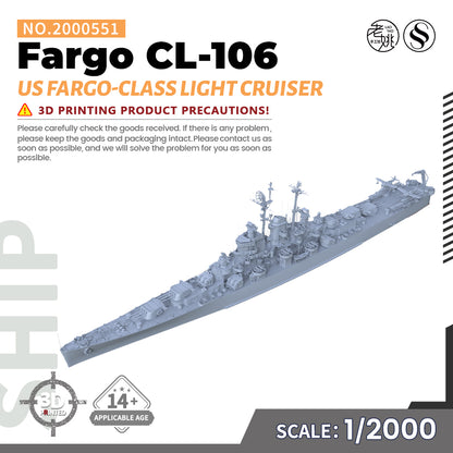 SSMODEL 551 Military Warship Model Kit US Navy Fargo class Light Cruiser CL-106