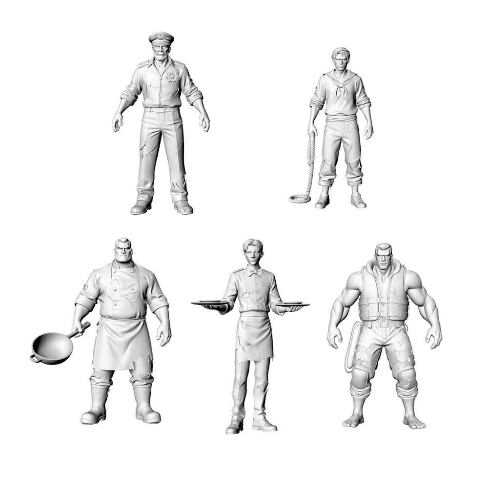 MRY-SFW LYGR328 3D Printed Post-Apocalyptic Cruise Ship Sailor Survivors Set Wargame Miniatures