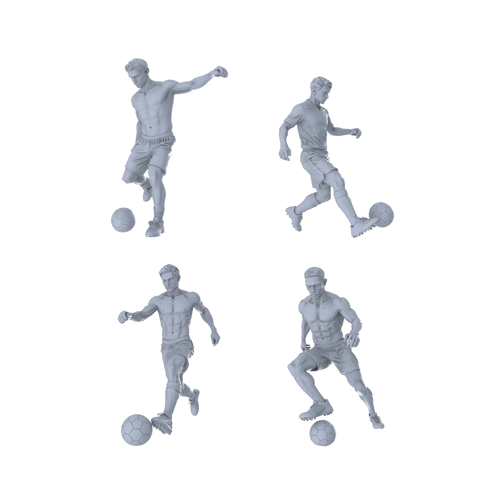 MRY-SFW LYTR394  Footballers 4-Pack, Ideal Stadium, Tabletop Painting Miniature Car Diorama Figures Scene Props Accessories Resin