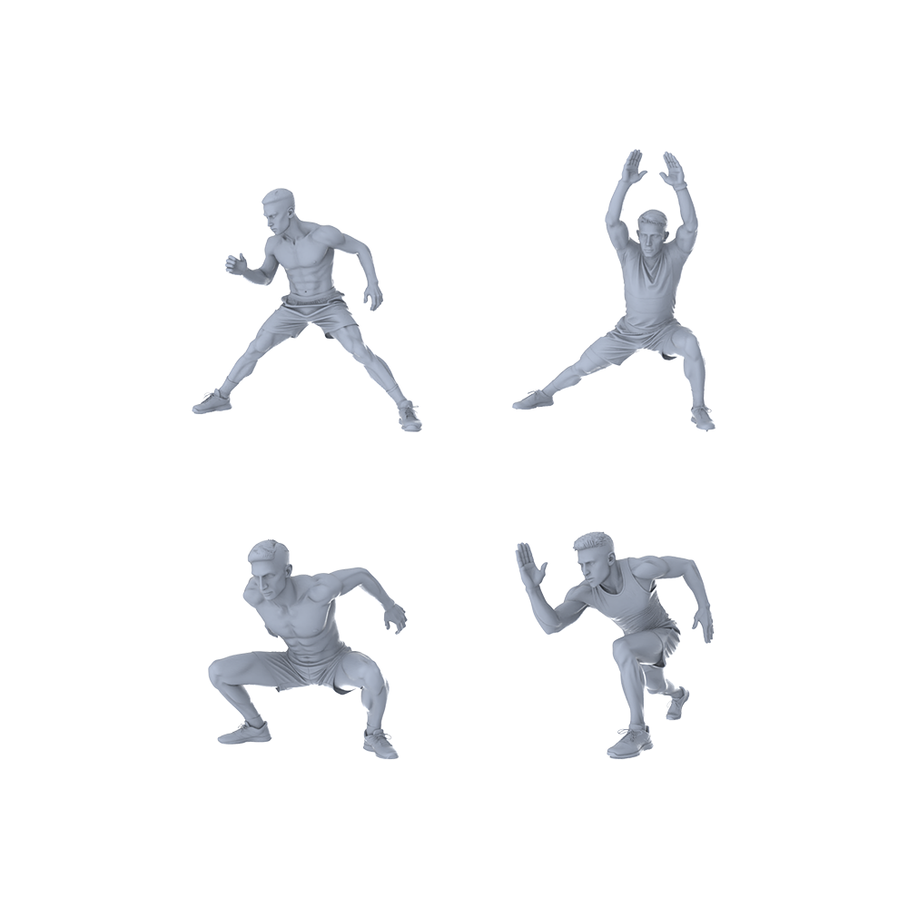 MRY-SFW LYTR358  Fitness Training Quartet 4-Figure Set,  Workout, DIY Paintingation Miniature Car Diorama Figures Scene Props Accessories Resin