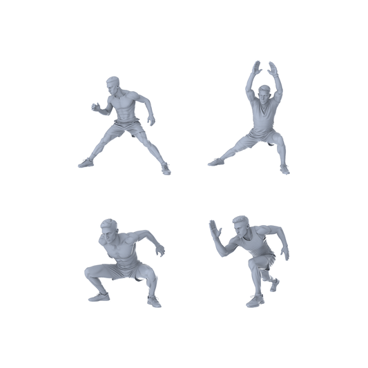 MRY-SFW LYTR358  Fitness Training Quartet 4-Figure Set,  Workout, DIY Paintingation Miniature Car Diorama Figures Scene Props Accessories Resin