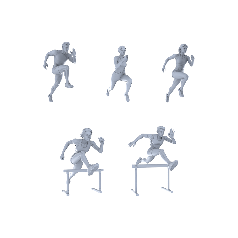 Yao's Studio LYTR323  5-Pack Unpainted Hurdler Figures | Ideal for Sports Scene & Hobby Customization Miniatures Diorama Resin Figures