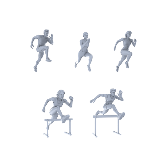 Yao's Studio LYTR323  5-Pack Unpainted Hurdler Figures | Ideal for Sports Scene & Hobby Customization Miniatures Diorama Resin Figures