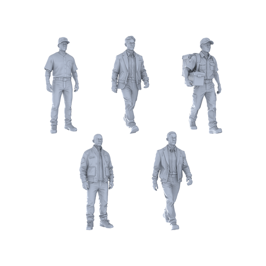 Yao's Studio LYTR329  Unpainted Urban Professional Miniatures 5-Pack | For City Diorama & Hobby Painting Miniatures Diorama Resin Figures
