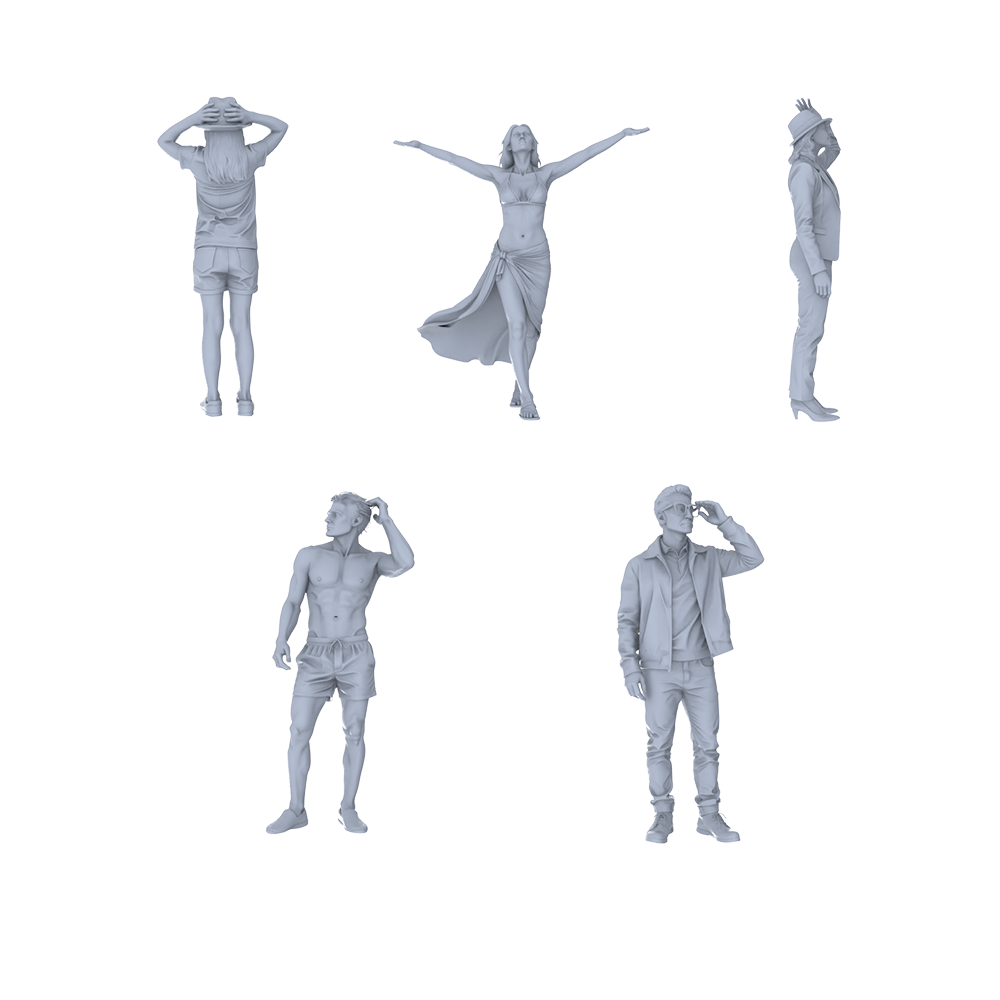 MRY-SFW LYTR728 Modern Adjusting Pose Figure 5 pcs Miniature Car Diorama Figures Scene Props Accessories Resin