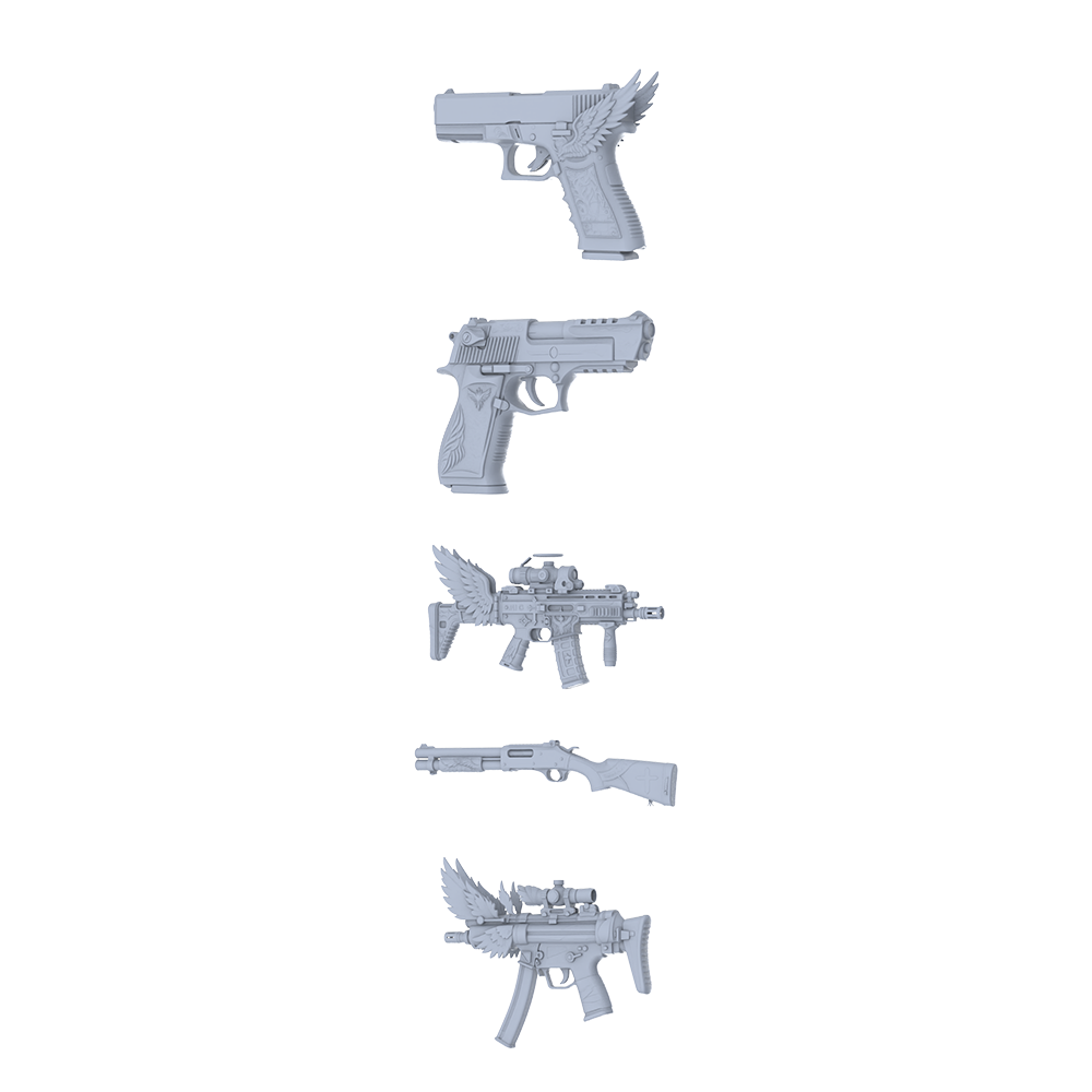 MRY-SFW LYGS148 Holy Angel Modified Tactical Gun 3D Models - 5 Piece Untextured Set