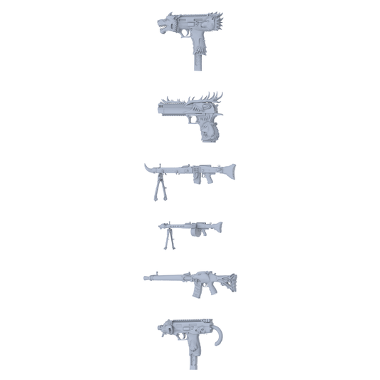 MRY-SFW LYGS273 Floral Wolf Rage Series - 6-Piece Classic Submachine Gun Set Modified with Wolf Head & Thorn Elements