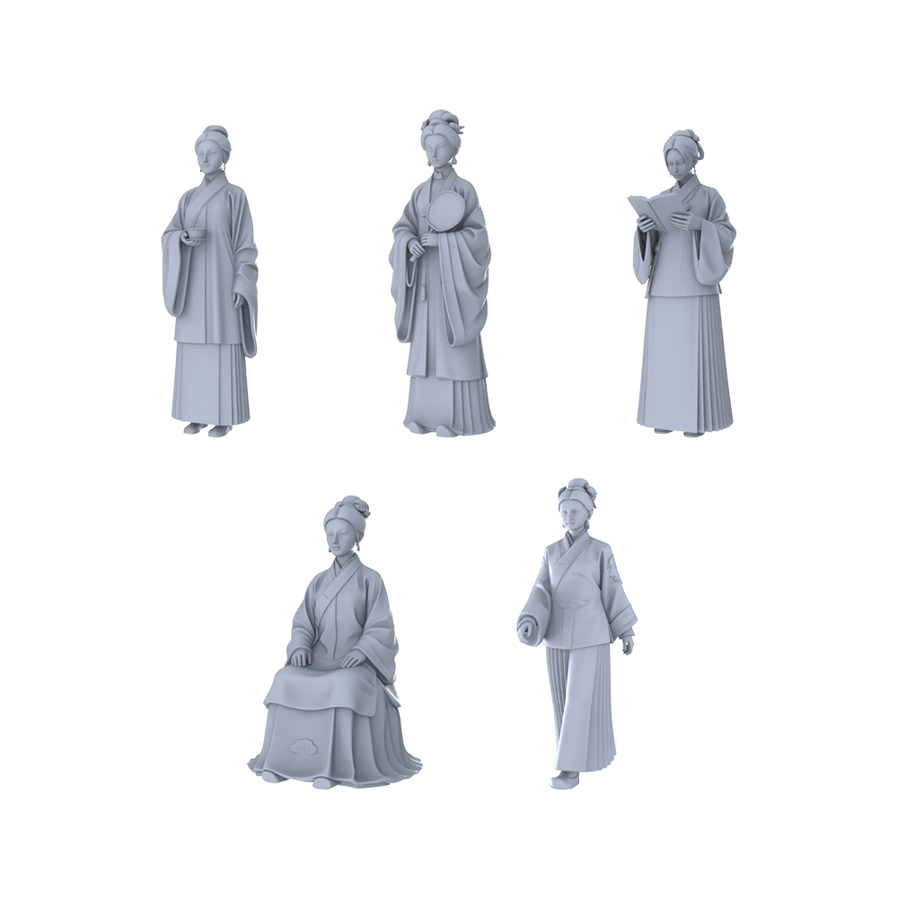 MRY-SFW LYTR410 Ancient Chinese Ladies Quintet 5-Figure Set,  Ming-Qing Noble Lady, DIY Paintingation Miniature Car Diorama Figures Scene Props Accessories Resin