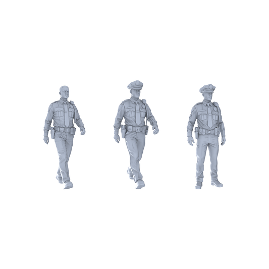 Yao's Studio LYTR328 Unpainted Police Officer Miniatures 3-Pack | For City Patrol Diorama & Hobby Painting Miniatures Diorama Resin Figures