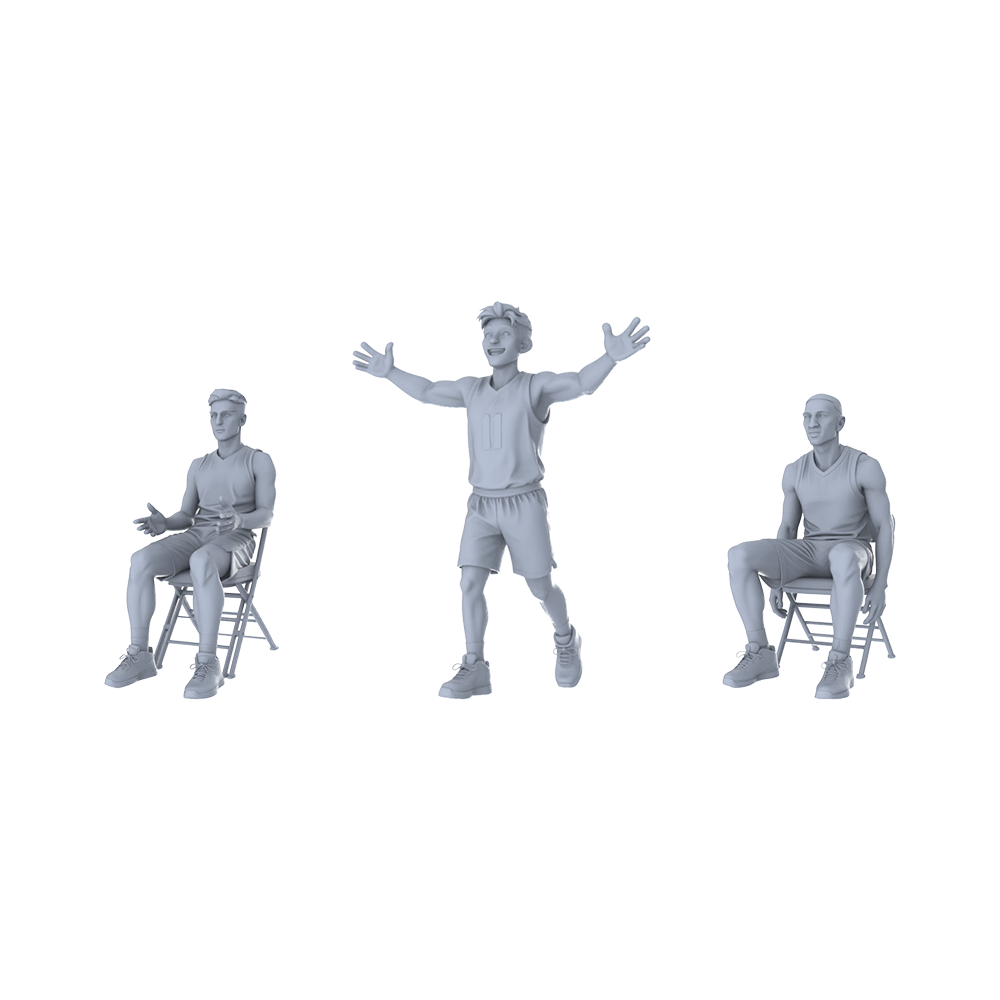 Yao's Studio LYTR277  Unpainted Miniature Basketball Bench Celebration 3-Pack for Diorama & Painting Miniatures Diorama Resin Figures