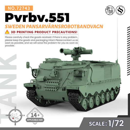 SSMODEL 743 V1.9 1/72(64,76,87) 25mm Military Model Kit Sweden Pansarv?rnsrobotbandvagn 551