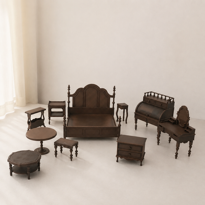 RHF0463D European-style dressing table Vintage Dollhouse Victorian Style Miniature Furniture European Miniature Furniture Rococo Mini Furniture Mini European-Style Dressing Table