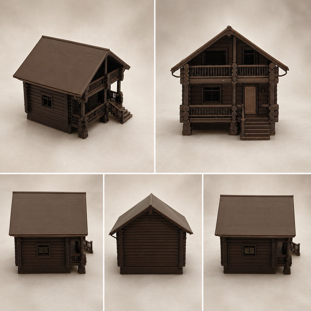 RHF0434 Small wooden house with stairs in the forest Desktop Ornament Sand Table Architecture Architectural Model Miniature House Small-scale Landscaping