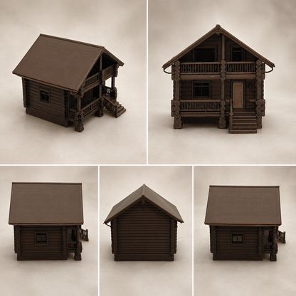 RHF0434 Small wooden house with stairs in the forest Desktop Ornament Sand Table Architecture Architectural Model Miniature House Small-scale Landscaping