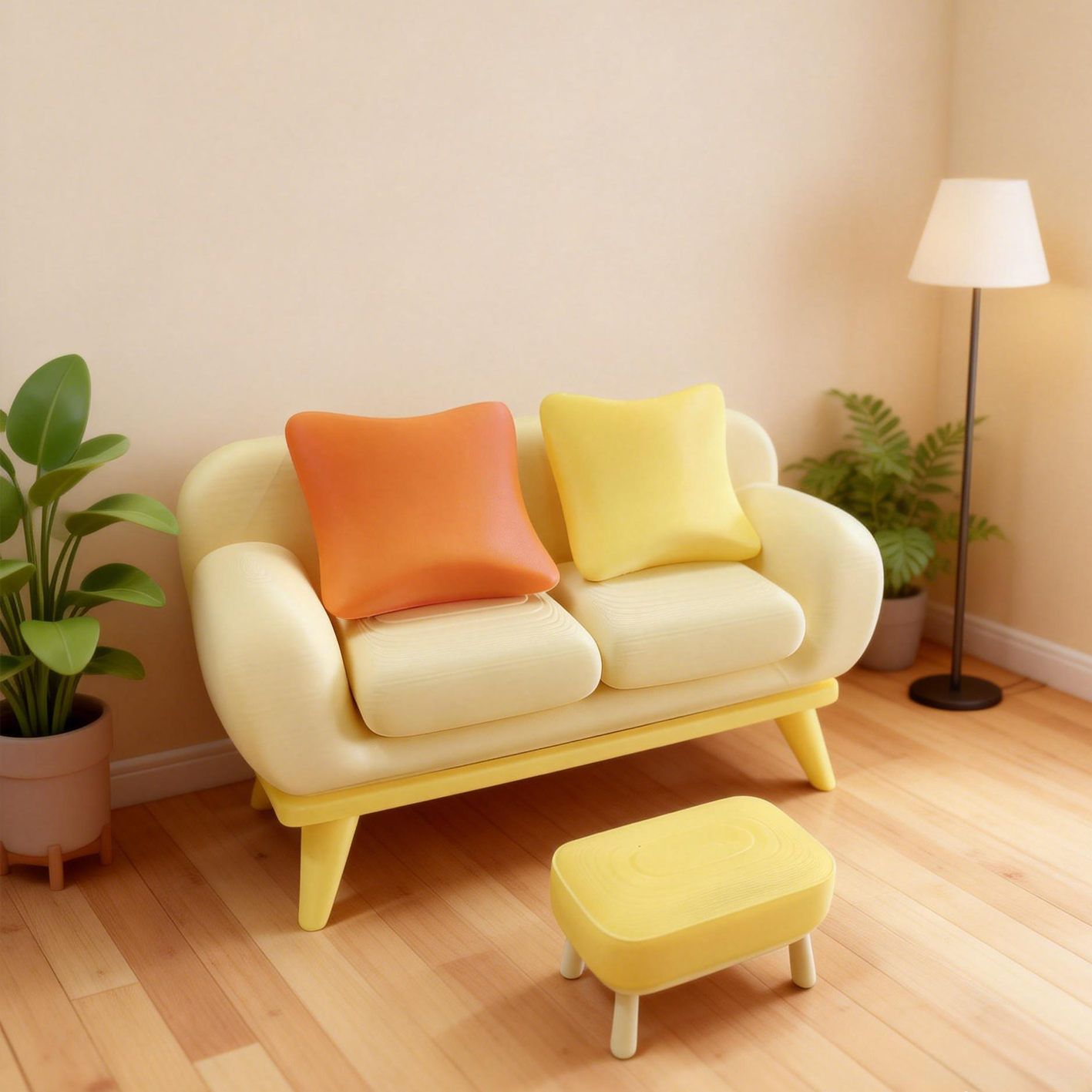 RHF239 Sofa Ottoman 3D printing DIY miniature scenes dollhouses creative ornaments, desktop scenes, miniature models, as well as sofas and ottomans for BJD and OB dolls sofa ottoman