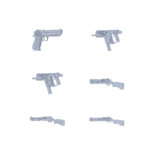 MRY-SFW LYGS100 Nature-Inspired Modified Compact Gun 3D Models - 6 Piece Untextured Set