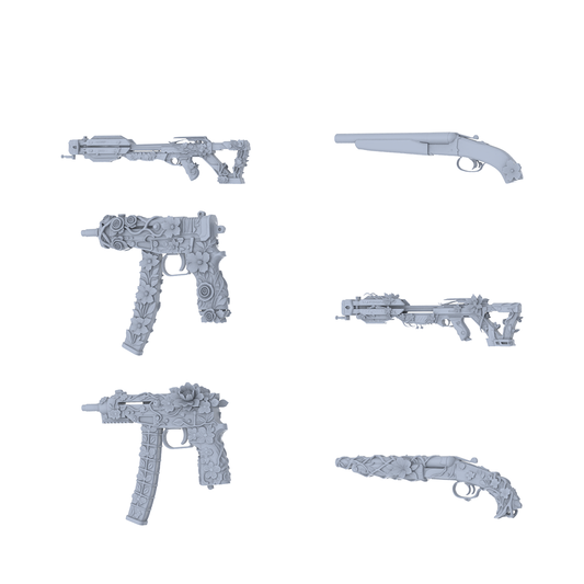 MRY-SFW LYGS170 Blooming Warfare-Themed Modified Tactical Compact Gun Set - 6 Gentle Fantasy Variants (Untextured)