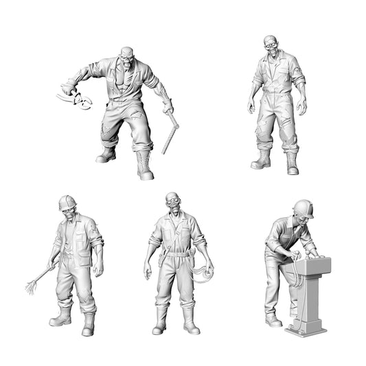 MRY-SFW LYGR315 3D Printed Construction Site Workers Zombies Set ¡§C Builder, Steel Fixer, Cement Worker, Electrician, Tower Crane Driver Model Kit