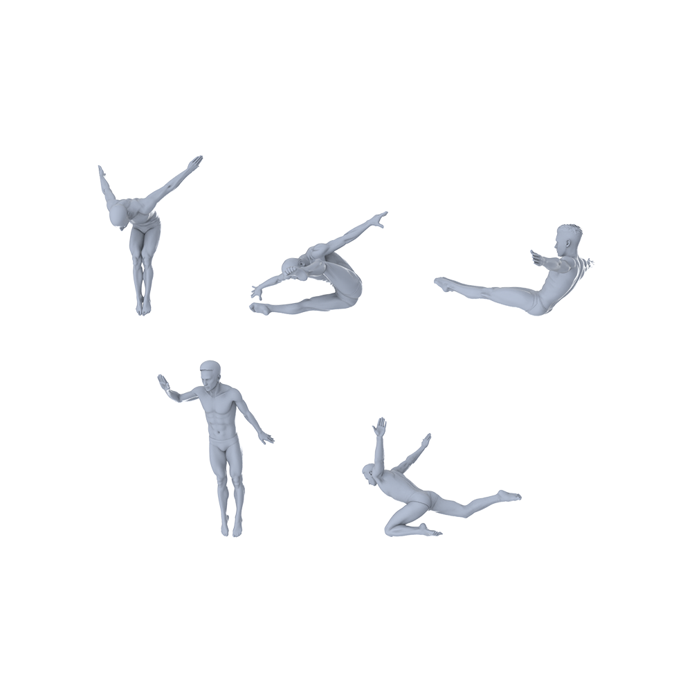 MRY-SFW LYTR520 Modern Gymnasts Movement Group of 5 Miniature Car Diorama Figures Scene Props Accessories Resin