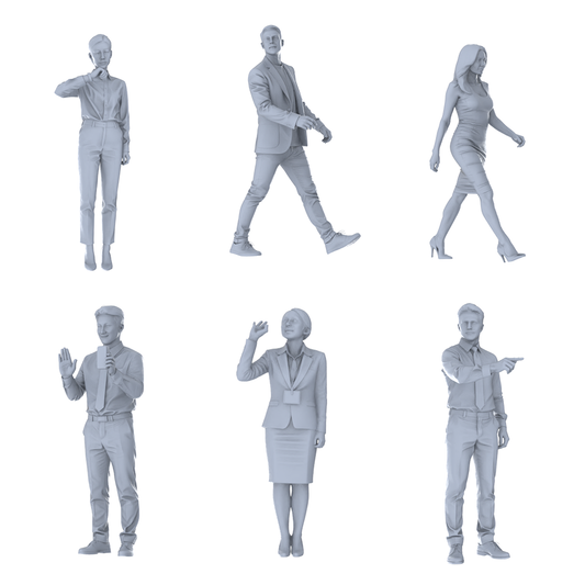 MRY-SFW LYTR701 Modern Figure Office Commuter Business 6 pcs Miniature Car Diorama Figures Scene Props Accessories Resin