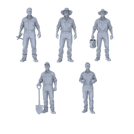 MRY-SFW LYTR777 Farm Laboring Figure 5 pcs Miniature Car Diorama Figures Scene Props Accessories Resin