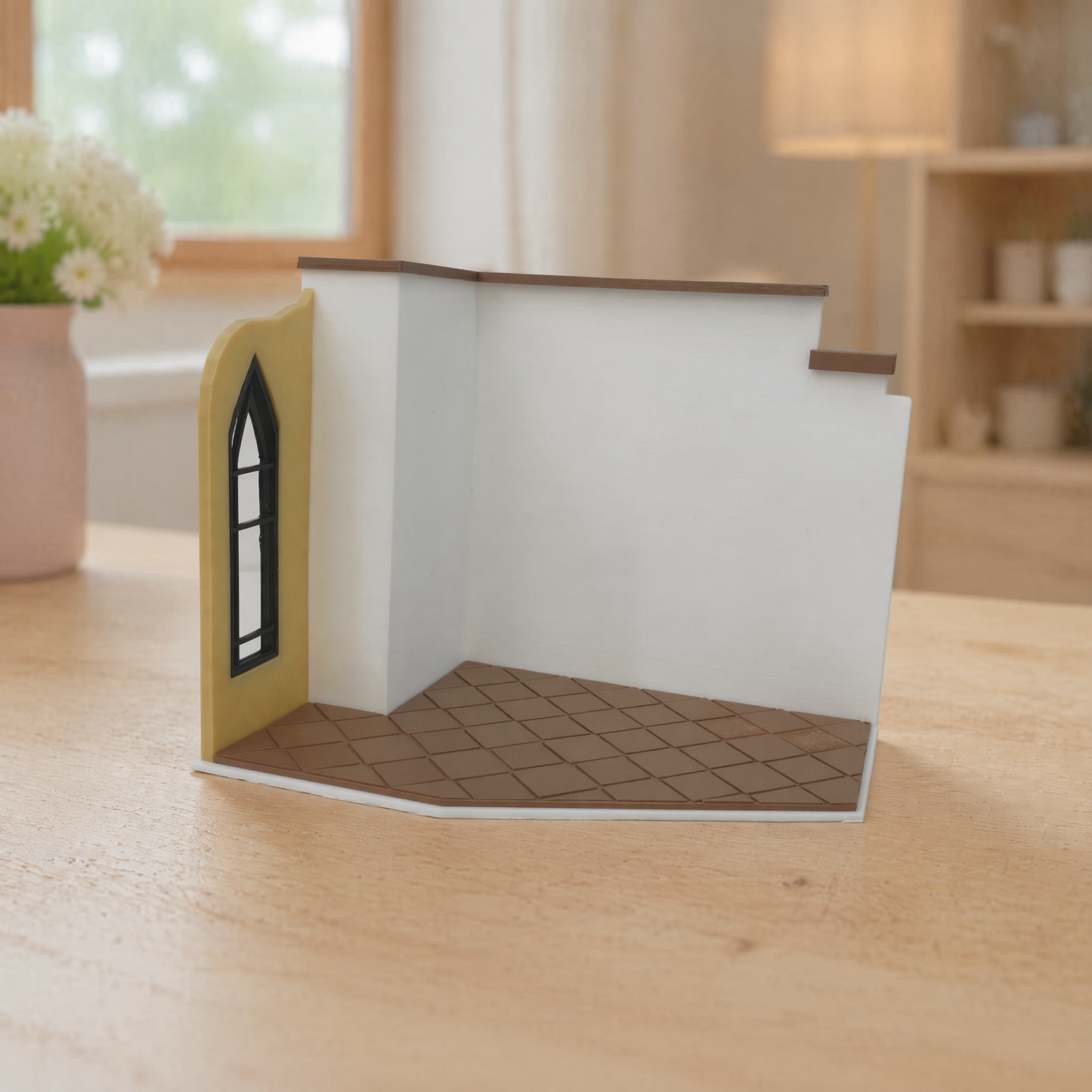 RHF0412 Street Corner Shop Miniature Framework Open Space Body Multi-scenario Adaptation Desktop Ornament Creative DIY Hut Dollhouse Background House Model Home Background