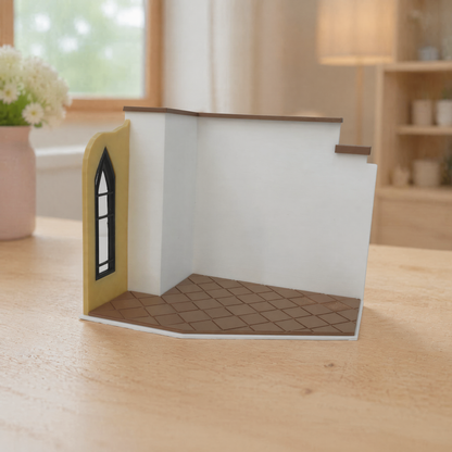 RHF0412 Street Corner Shop Miniature Framework Open Space Body Multi-scenario Adaptation Desktop Ornament Creative DIY Hut Dollhouse Background House Model Home Background