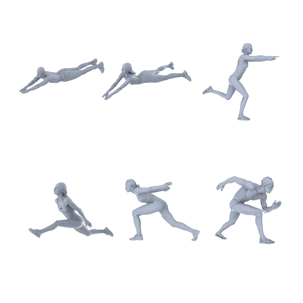 MRY-SFW LYTR726 Modern Swimming Sports Figure 6 pcs Miniature Car Diorama Figures Scene Props Accessories Resin