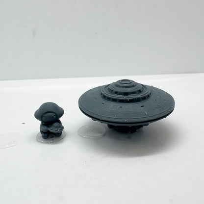 LYTS166 3D Printed Cute Alien UFO Set - Sci-Fi Miniature Model