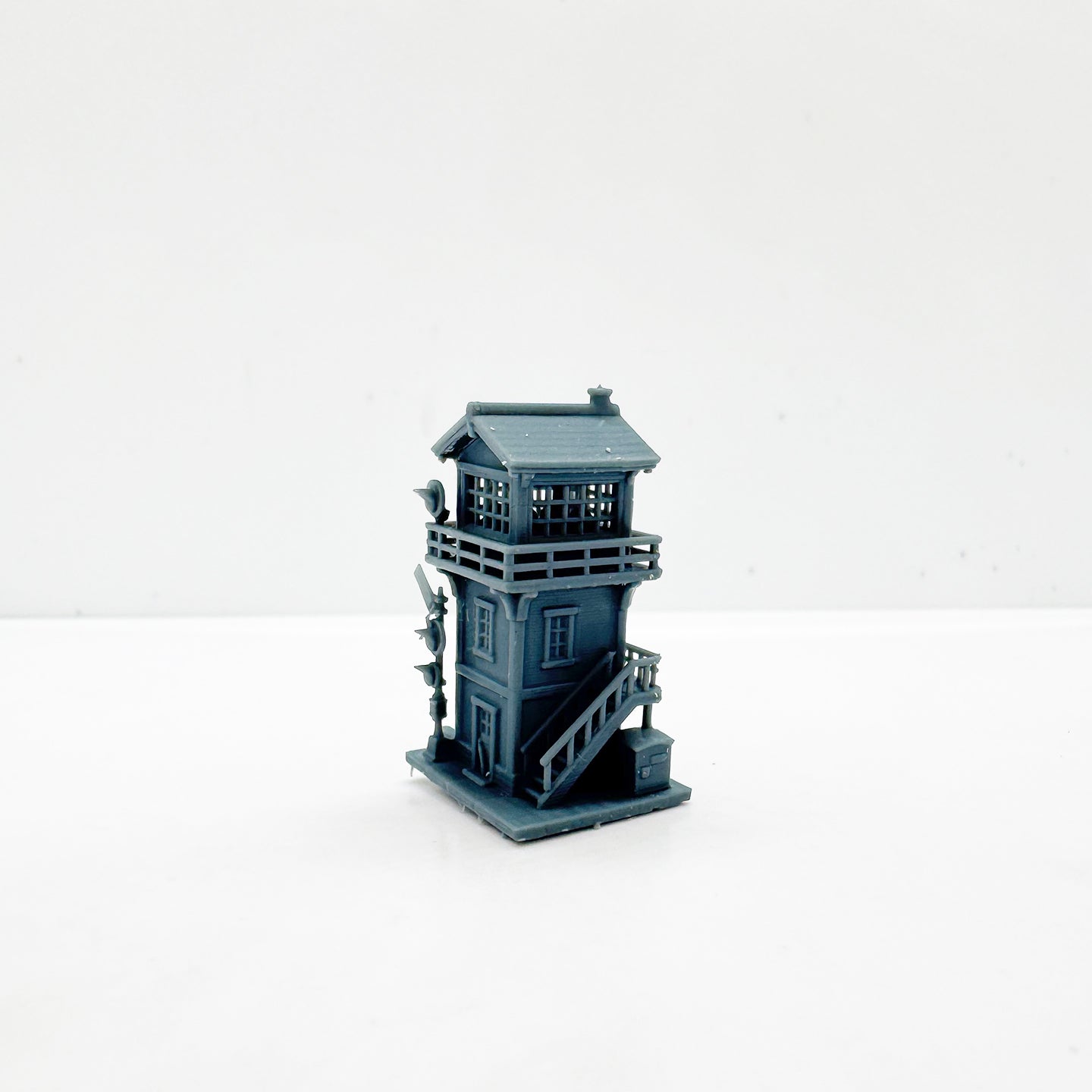 MRY-SFW LYTS124 Train Signal Tower Railway Signal Miniature 3D Printed Vintage Retro Railroad Control Tower Model for Train Enthusiasts Diorama Builders or Desktop Decor