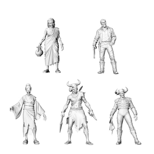 MRY-SFW LYGR302 3D Printed Exotic Style Zombie Miniatures, Multi-Cultural Themed Undead Figures for Tabletop Wargames & Dioramas