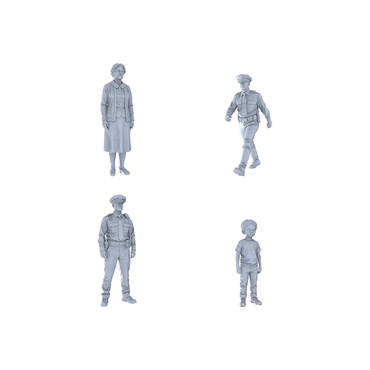 Yao's Studio LYTR309 Unpainted Police & Civilians Miniatures 4-Pack | For Diorama & Hobby Painting Miniatures Diorama Resin Figures