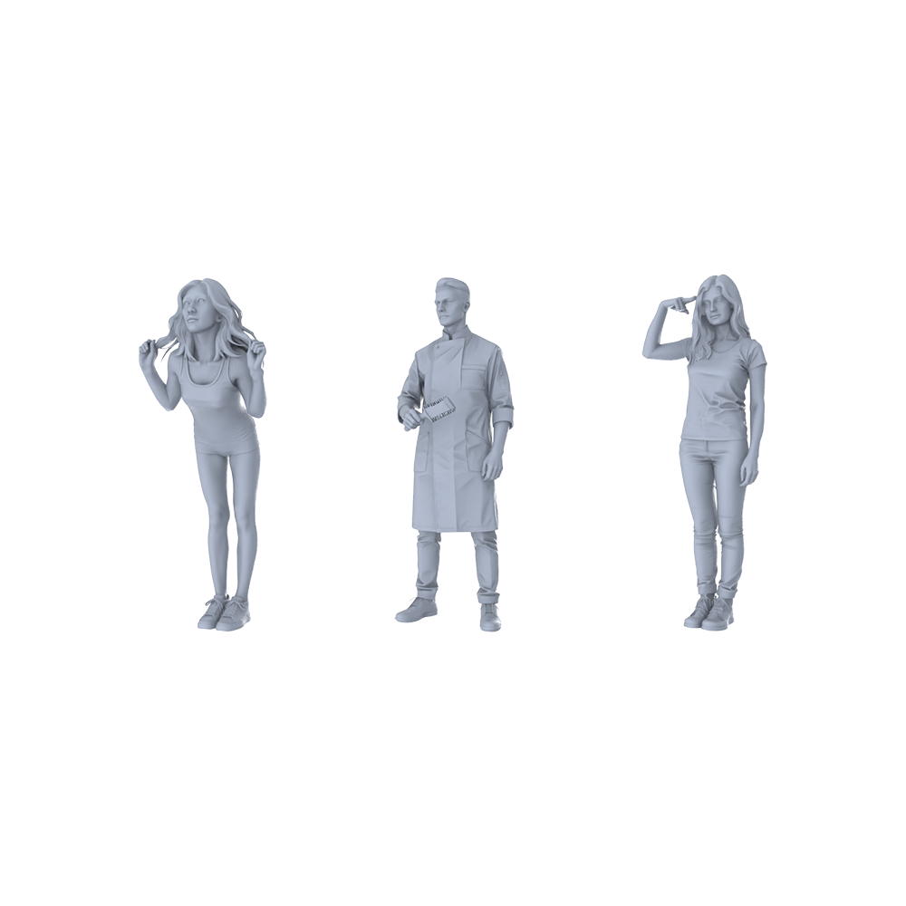 MRY-SFW LYTR408 Urban Daily Trio 3-Figure Set,  Life Scene, DIY Paintingation Miniature Car Diorama Figures Scene Props Accessories Resin