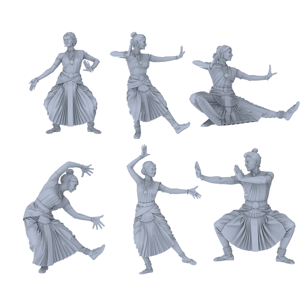 MRY-SFW LYTR763 Indian Traditional Bharatanatyam Dance Figure 6 pcs Miniature Car Diorama Figures Scene Props Accessories Resin