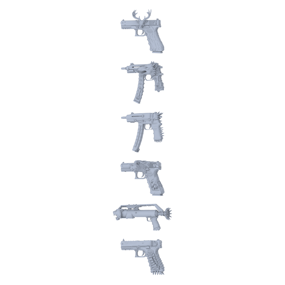 MRY-SFW LYGS265 Floral Beast Spirit Series - 6-Piece Classic Pistol Set Modified with Fierce Beast Elements