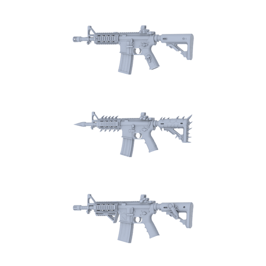 MRY-SFW LYGS163 Demonic Fantasy Modified AR Rifle 3D Models - 3 Piece Untextured Set