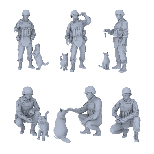 MRY-SFW LYGR494 Modern Ukrainian Army Six-Person Playing with Cat
