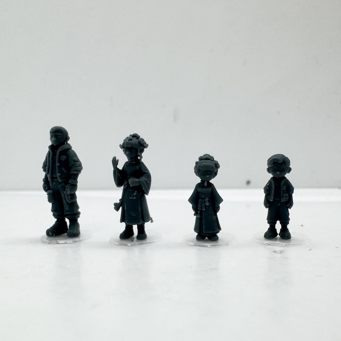 MRY-SFW LYTS140 3D Printed Chinese Style & Modern Mix 4Pcs Figures Anime Character Model Set for Collection Diorama HO Scale
