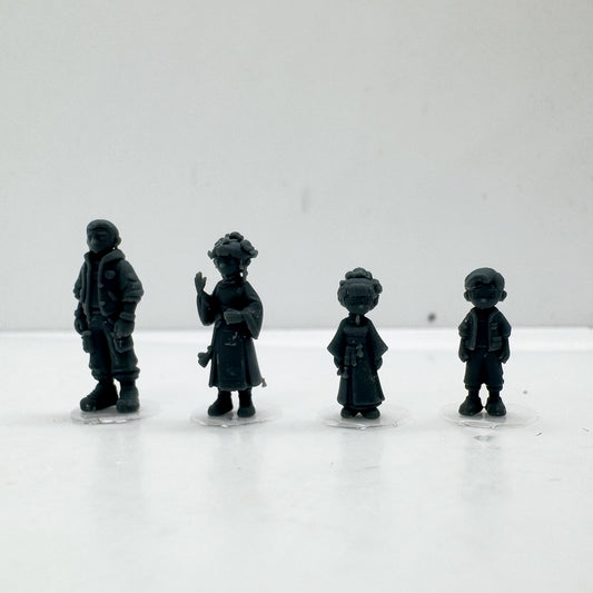 MRY-SFW LYTS140 3D Printed Chinese Style & Modern Mix 4Pcs Figures Anime Character Model Set for Collection Diorama HO Scale