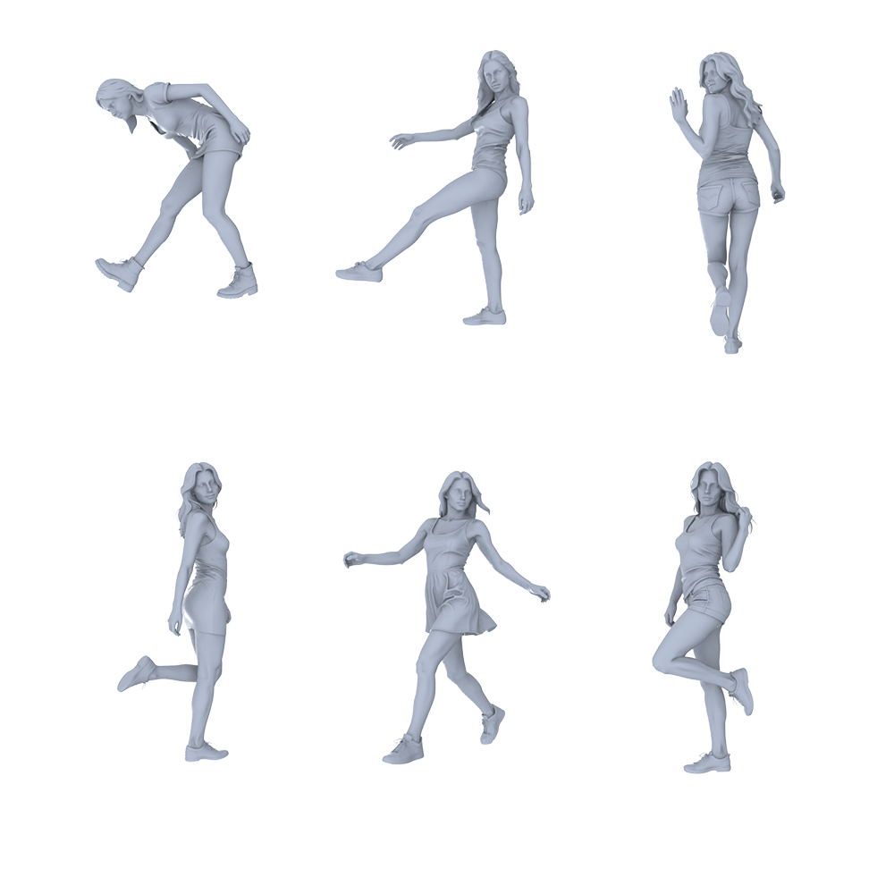 MRY-SFW LYTR723 Modern Casual Dynamic Female 6 pcs Miniature Car Diorama Figures Scene Props Accessories Resin