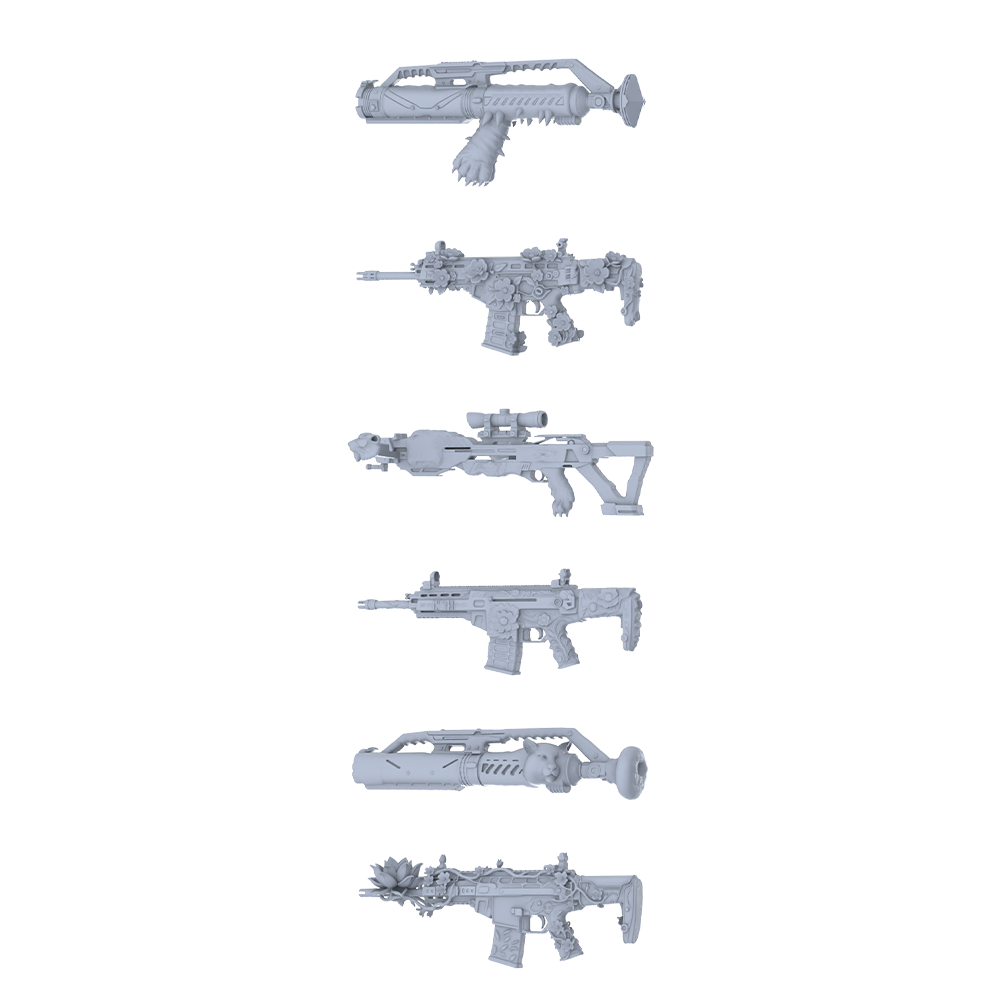 MRY-SFW LYGS258 Floral Thorn Rage Series - 6-Piece Sci-Fi Firearm Set Modified with Thorns & Blossom Elements