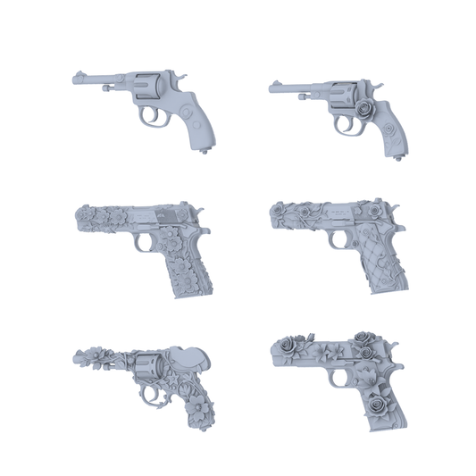MRY-SFW LYGS175 Blooming Revolver & Pistol Set - 6 Gentle Fantasy Variants (Untextured)
