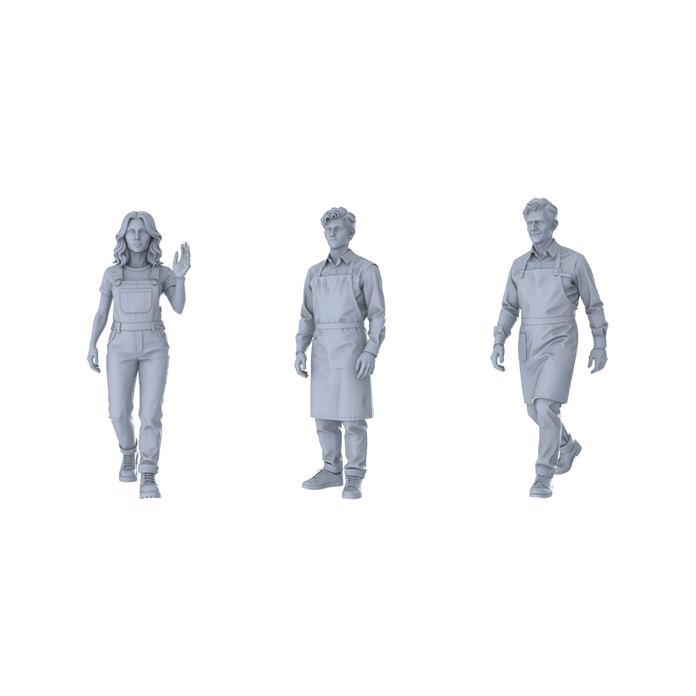 MRY-SFW LYTR374  Food Staff 3-Pack, Ideal Restaurant, Tabletop Painting Miniature Car Diorama Figures Scene Props Accessories Resin